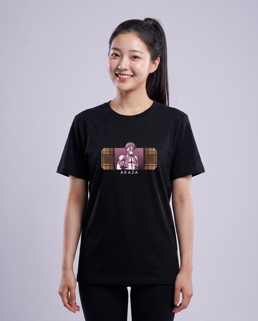 Demon Slayer: Akaza – T-Shirts (Design D) | Lifestyle shot | Official Funikido merchandise