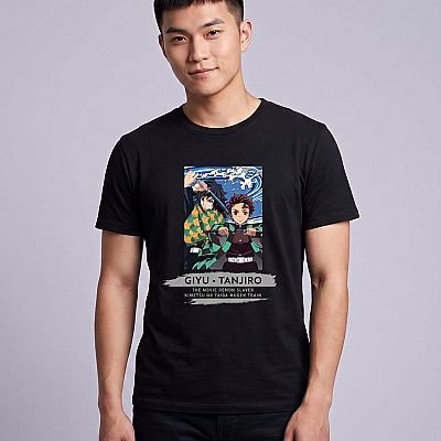 Raster Tee — Tanjiro & Giyu (Movie) — Tanjiro & Giyu Demon Slayer — Model — Jin (with face)