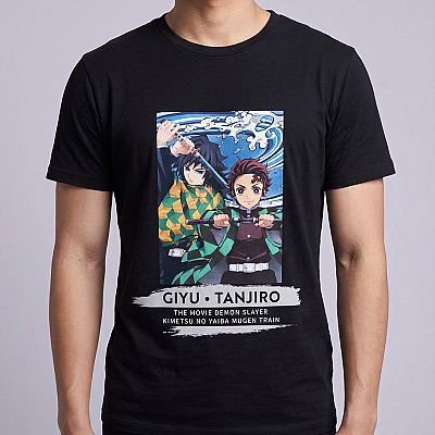 Raster Tee — Tanjiro & Giyu (Movie) — Tanjiro & Giyu Demon Slayer — Neck-down