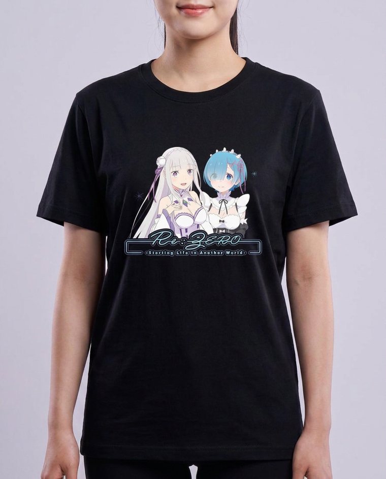 Colorful Tee — Emilia & Rem (Re:Zero) — Emilia & Rem Re:Zero — Neck-down