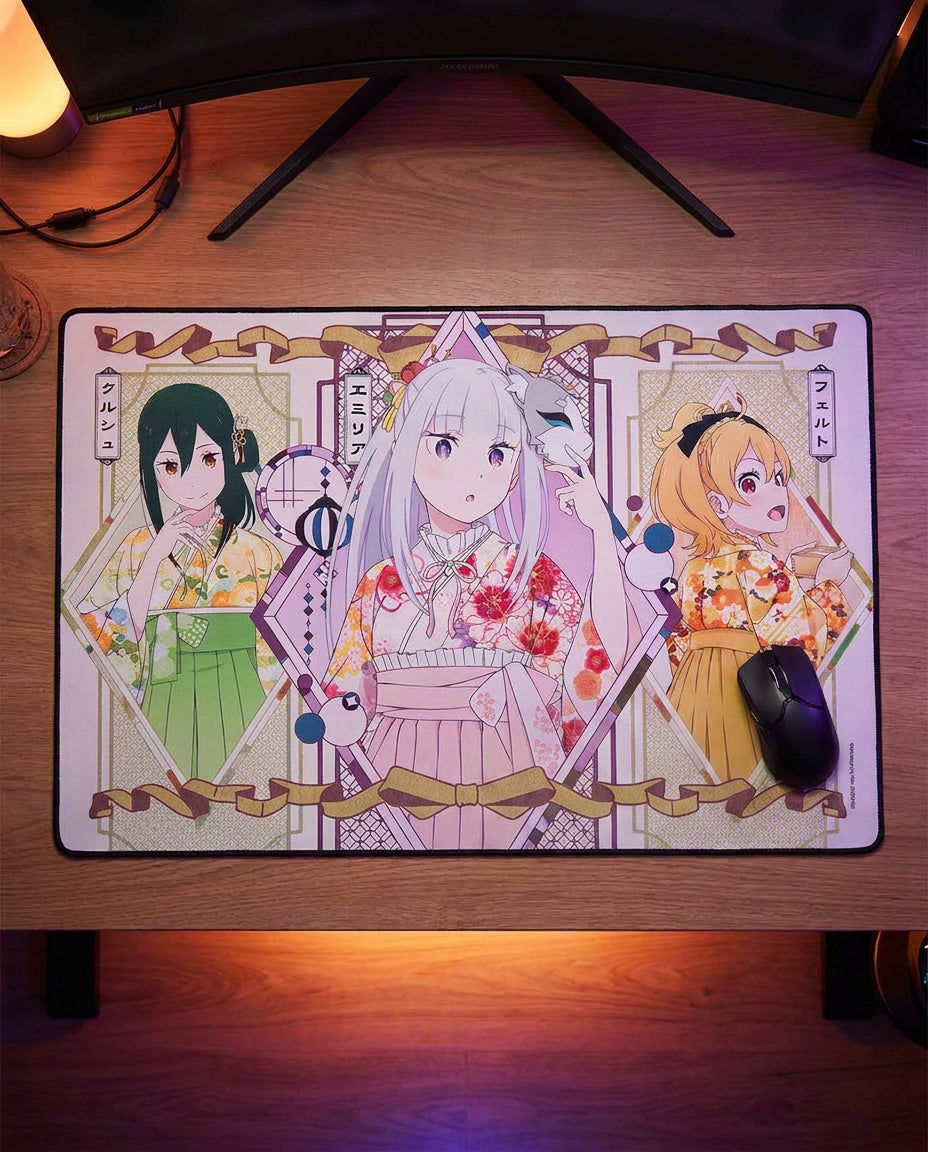 Re:Zero: Emilia, Crusch & Priscilla – Desk & Decor | On a desk setup | Official Funikido merchandise