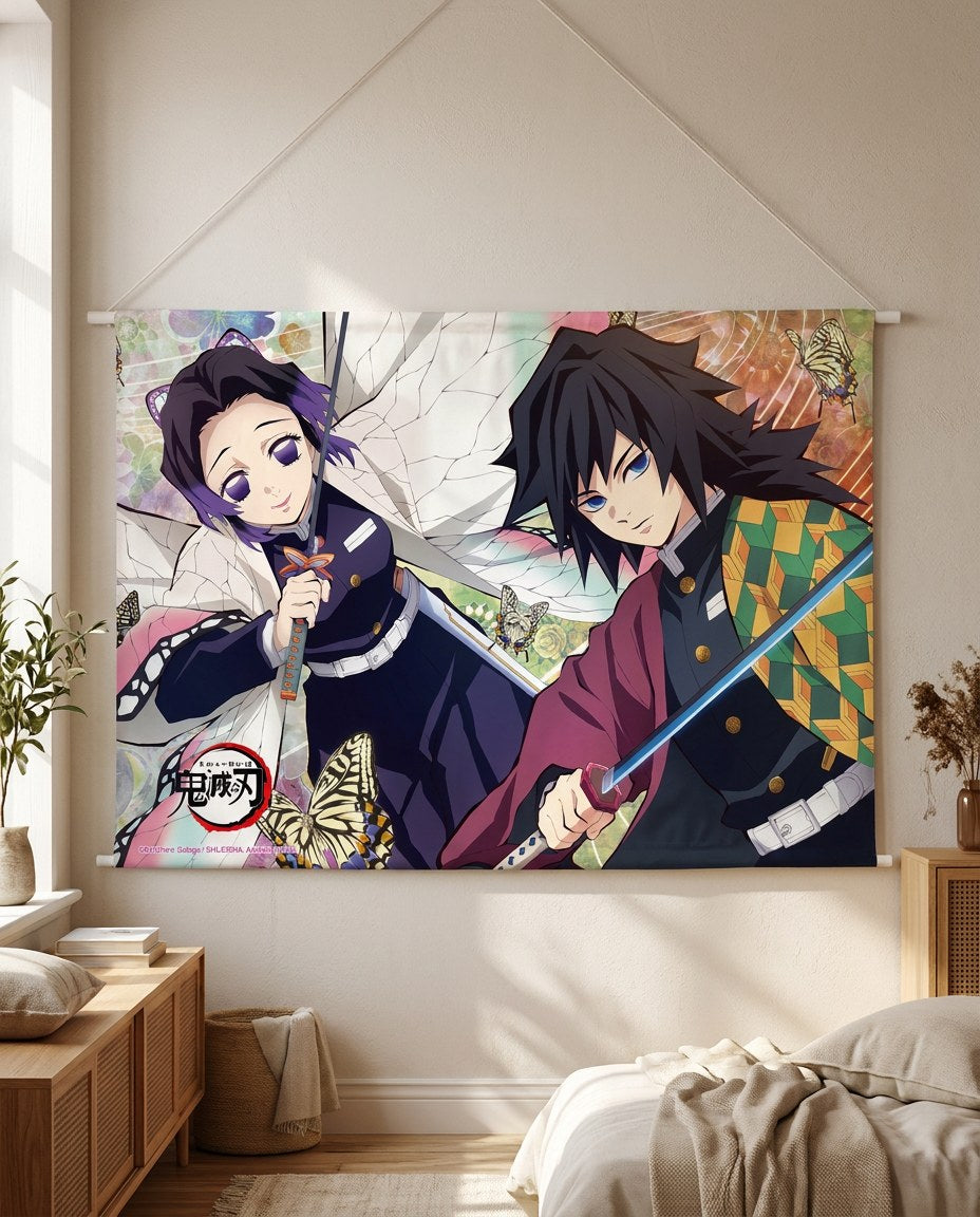 Demon Slayer: Giyu & Shinobu – Wall Art & Tapestries | Product shot | Official Funikido merchandise