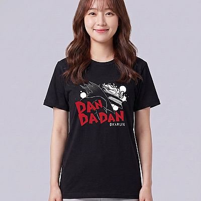 Trendy T-shirt (Ken Takakura, Black) - Daring Party M — Okarun Dandadan — Female — Suki (with face)