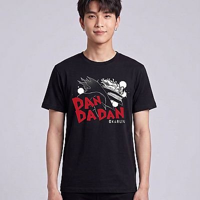 Trendy T-shirt (Ken Takakura, Black) - Daring Party M — Okarun Dandadan — Male — Kai (with face)