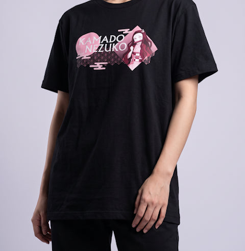 Demon Slayer Unisex Short-Sleeve T-Shirt (Black) – Nezuko Kamado — Nezuko Kamado Demon Slayer — Model hero