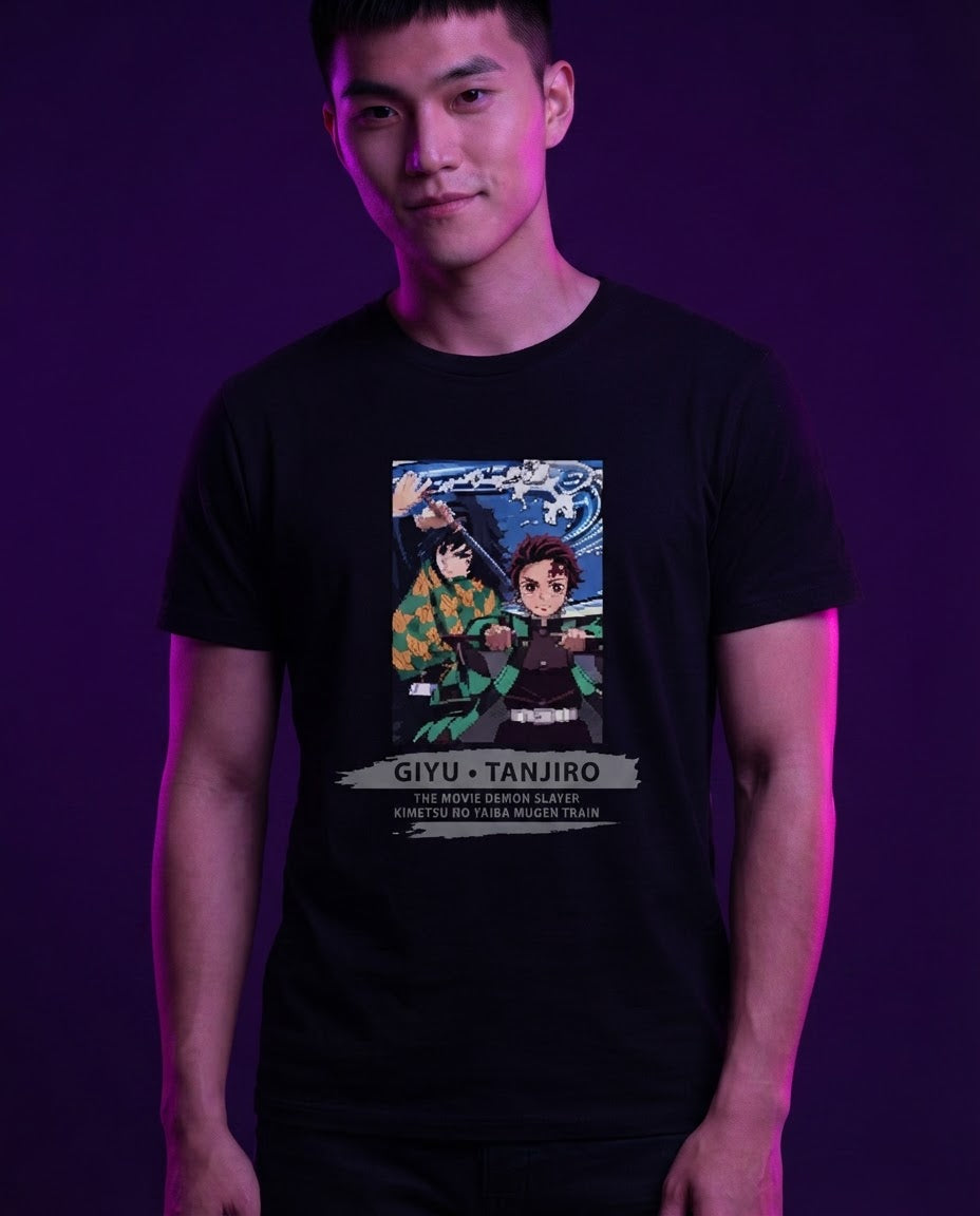 Raster Tee — Tanjiro & Giyu (Movie) — Funikido brand visual (pending client approval)