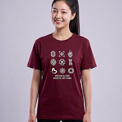 Demon Slayer Unisex Short-Sleeve T-Shirt (Maroon) – Hashira Group — Hashira Demon Slayer — Model hero (with face)