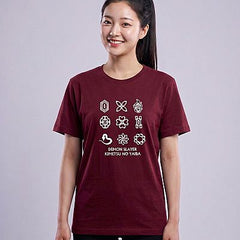 Demon Slayer Unisex Short-Sleeve T-Shirt (Maroon) – Hashira Group — Hashira Demon Slayer — Model hero (with face)