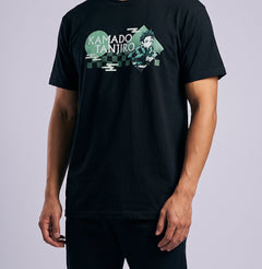 Demon Slayer Unisex Short-Sleeve T-Shirt (Black) – Tanjiro Kamado — Tanjiro Kamado Demon Slayer — Model hero